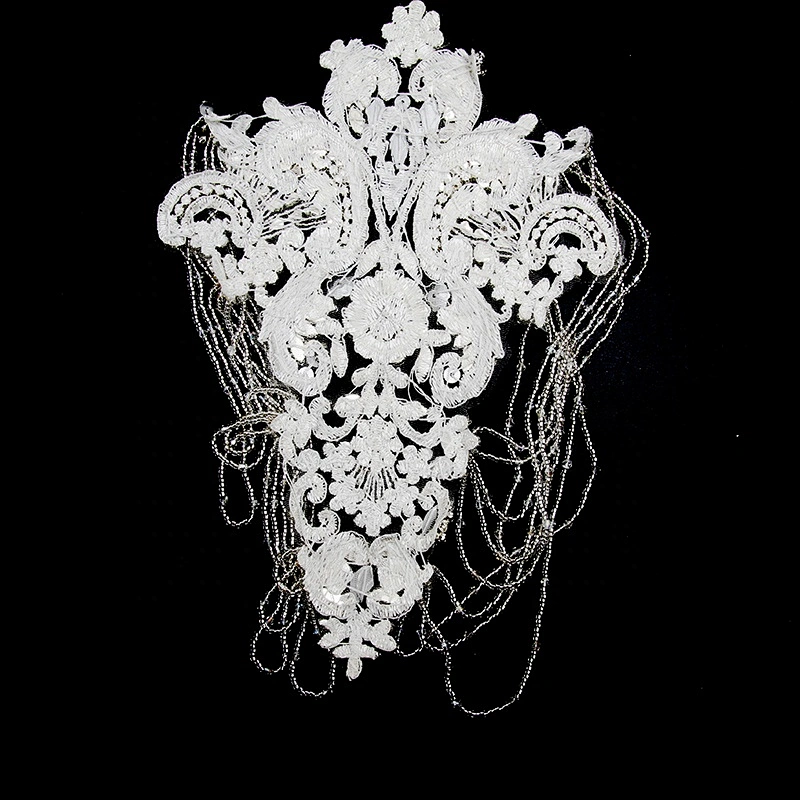 Christmas Cherry Flower Decorative Sew on Rhinestone Beaded Patches Wholesale patches for clothing