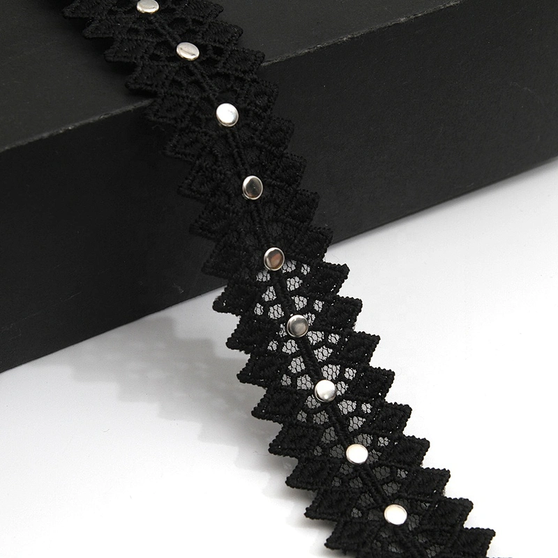 Wholesale 3cm Studs trim ribbon diy handmade costume dress sewing bead lace trim Design Rivets Trims
