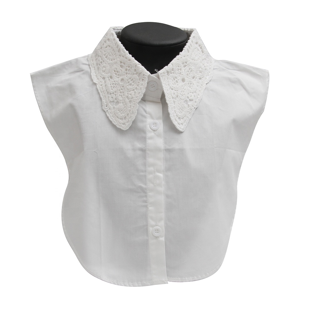 Autumn winter shirt collar versatile Korean water soluble shirt court  studded diamond base lace collar fake