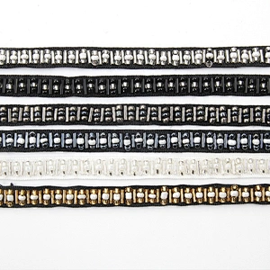 Designer material rhinestone glass beaded lace trim mix color lace embroidery beaded lace trim
