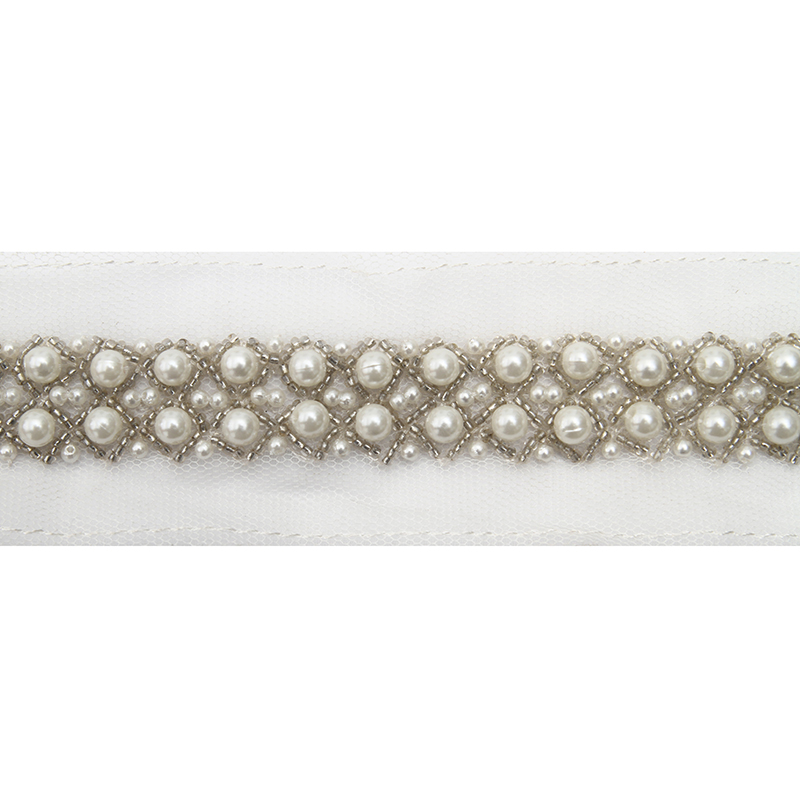 kavatar  wholesale new Handmade Bead lace Embroidered Tulle Trim wedding with Accessories Beads Crystals & Rhinestones