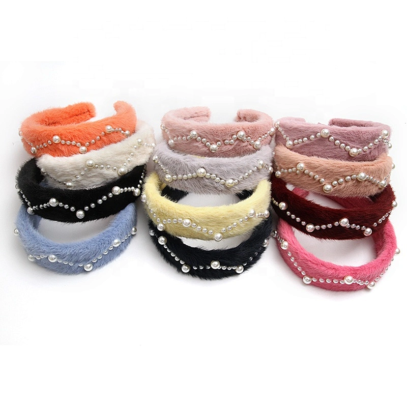 Factory sells colorful hair plush tie elastic creative fluffy fashion hair hoop birthday hairband Cute headband fur headband