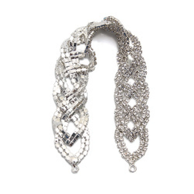 Wholesale Women Evening Party Dress Camisole  Plated tassel fringe alloy Rhinestone Chain Trim Bra Crystal Shoulder Strap