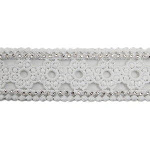Wholesale Chain lace trim rhinestone 2.8 cm Sew-On lace trim Polyester net mesh Lace trimmings wedding for clothes  Accessories