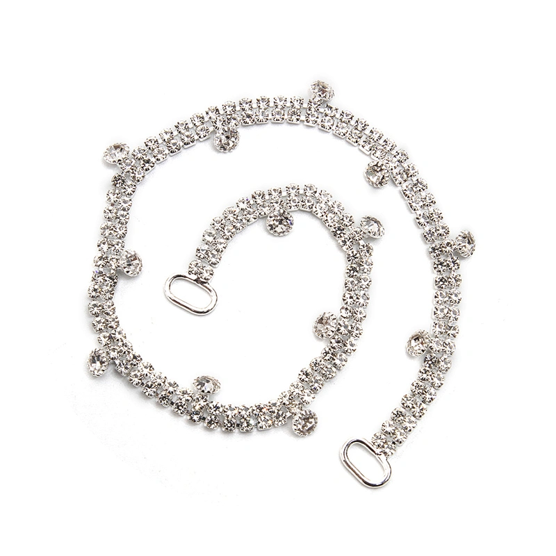 Wholesale Women Evening Party Dress Camisole  Plated tassel fringe alloy Rhinestone Chain Trim Bra Crystal Shoulder Strap