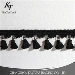 Kavatar Fashion Easy To Match Black Tassel Fringe For Garment Accessories