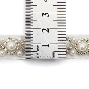 kavatar  wholesale new Handmade Bead lace Embroidered Tulle Trim wedding with Accessories Beads Crystals & Rhinestones