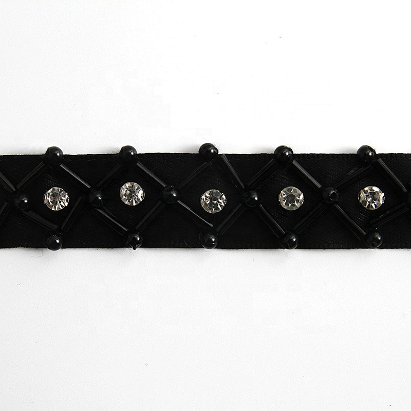 Kavatar beaded trim for wedding dress beaded hot fix banding trim