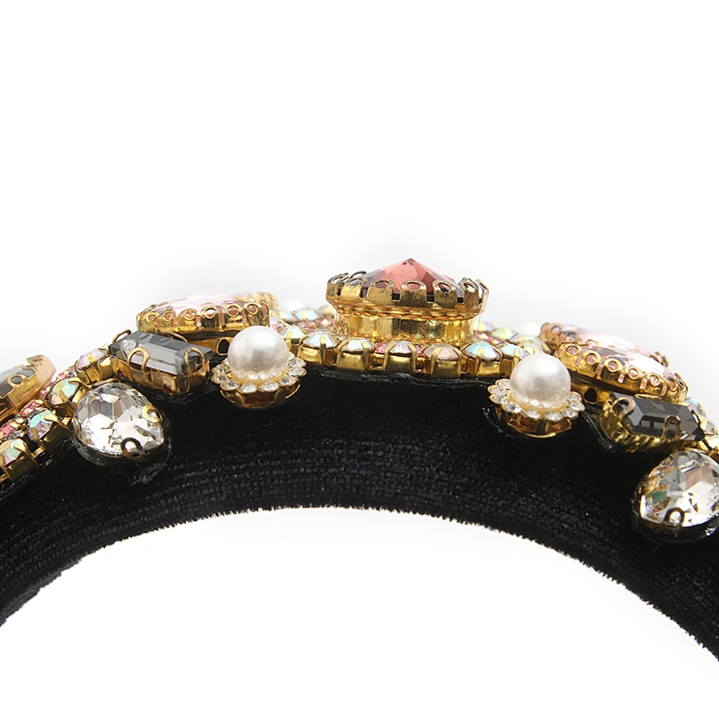 wholesale Hair Decoration Velour Crystal And Rhinestone Cup chain Decorated hair accessories Hairbands WOMEN HEADBAND