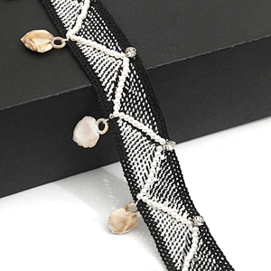 Wholesale tassels lace trim for garment rhinestone Pearl fringe tassel trimming  jute tassel trim
