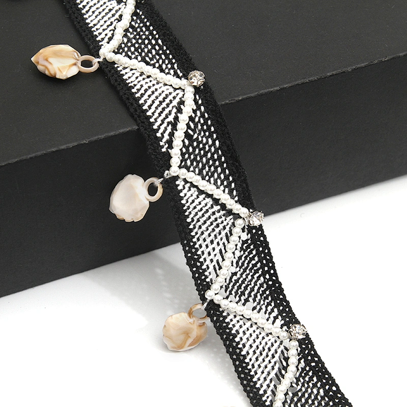 Wholesale tassels lace trim for garment rhinestone Pearl fringe tassel trimming  jute tassel trim