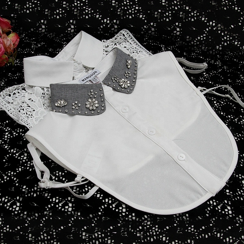 Autumn summer winter shirt collar versatile rhinestone Korean shirt lace floral false collar  Fake Embroided collar