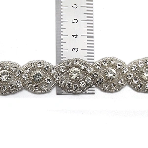 wholesale bling rhinestone trim Accessories  Sew on Hot-fix bodice applique white wedding dress Crystal belt for Bridal Dress
