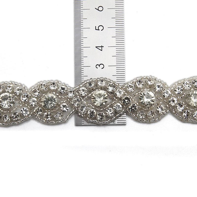 wholesale bling rhinestone trim Accessories  Sew on Hot-fix bodice applique white wedding dress Crystal belt for Bridal Dress