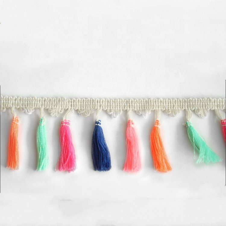 Kavatar Custom Colorful Wholesale Silk Tassel Fringe Trimming
