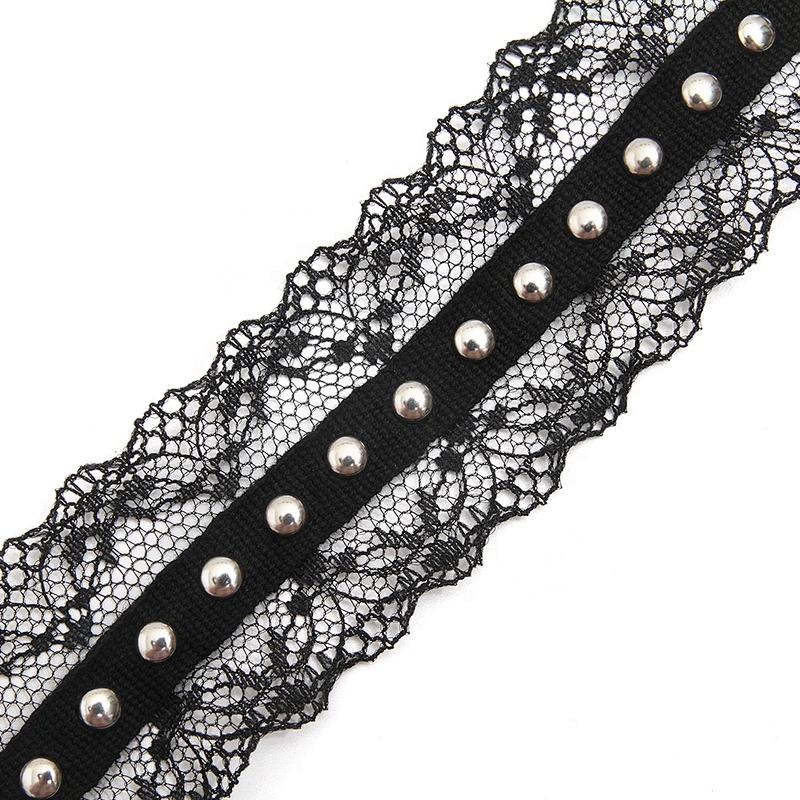 lace trim ribbon black diy handmade costume dress sewing Accessories Studs beaded Design Lace Trims Rivet Mesh Trim