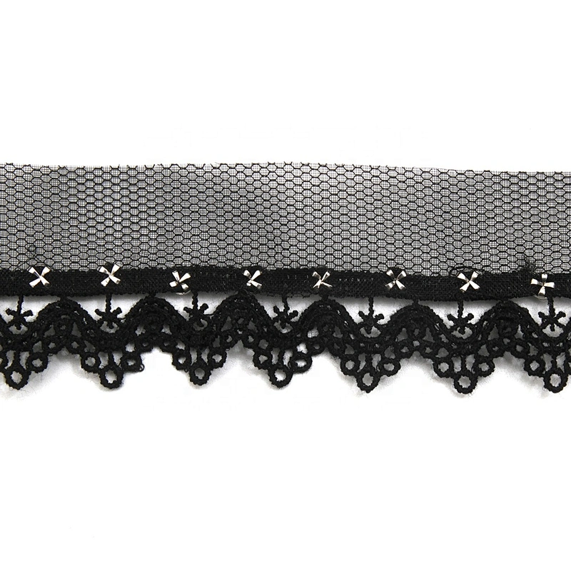 Wholesale 3.1cm Size Studs trim ribbon diy handmade costume dress sewing bead lace trim Design Rivets Sequins Trims