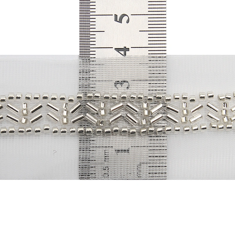Wholesale Embroidery beaded lace trim 3.7 cm Mesh fabric lace trims beautiful White Accessories for dress 3D wedding Designer