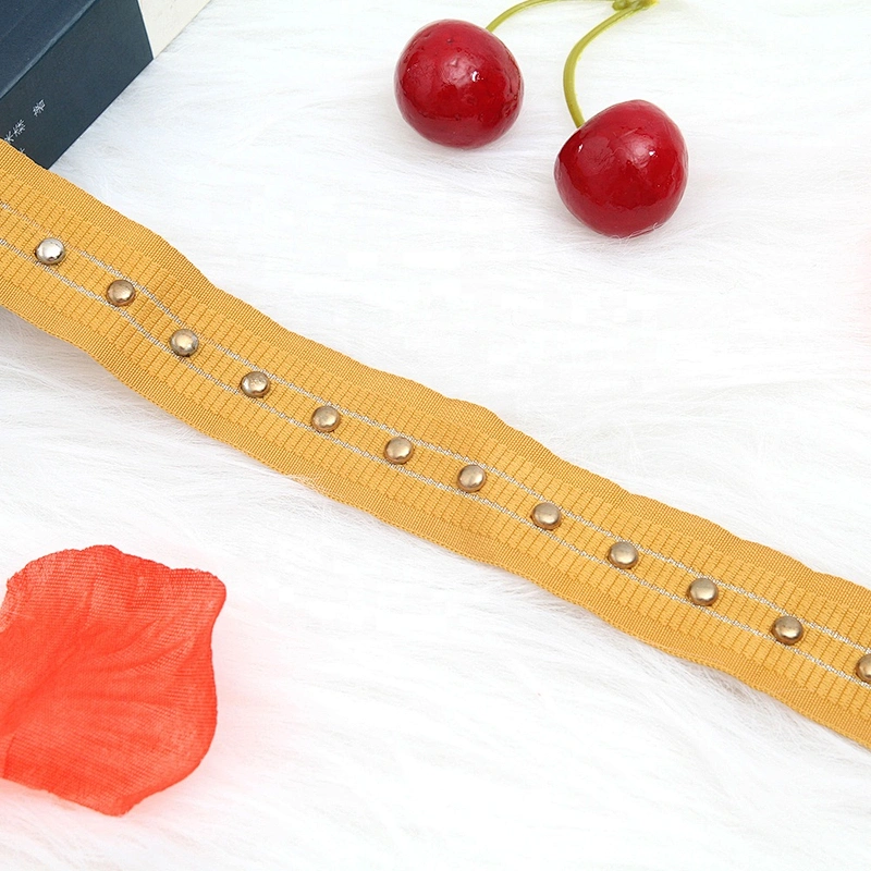 Rivet Mesh Trim Copper Beads Ribbon Tape Fabric Diy Jeans Belt Collar Decoration Shoelace Net Cord Sewing Garment Accessories