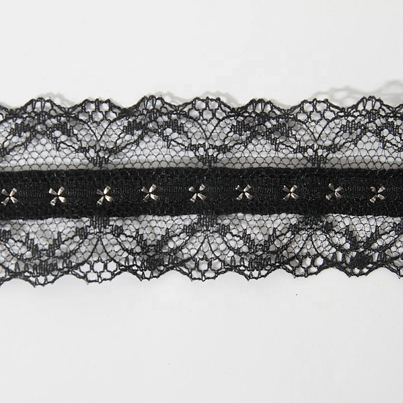 lace trim ribbon black diy handmade costume dress sewing Accessories Studs beaded Design Lace Trims Rivet Mesh Trim