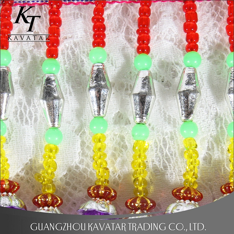 Beautiful ethnic style colorful plastic beaded fringe trim for dress
