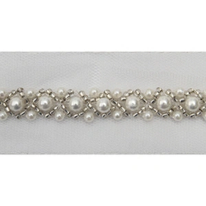 kavatar  wholesale new Handmade Bead lace Embroidered Tulle Trim wedding with Accessories Beads Crystals & Rhinestones
