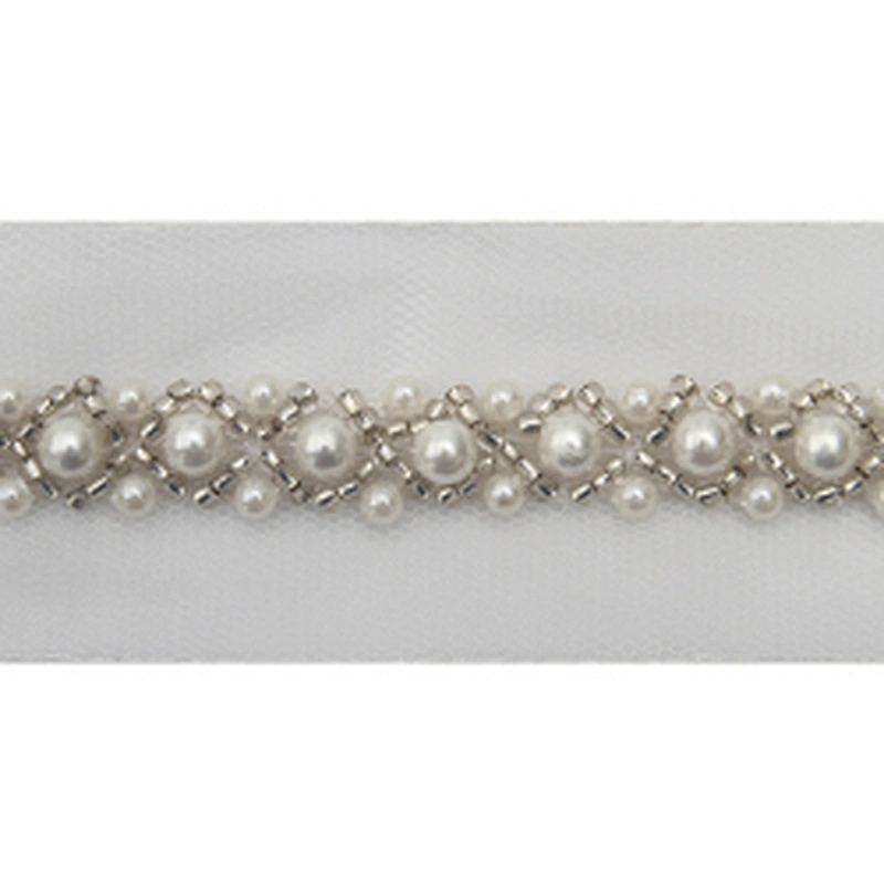 kavatar  wholesale new Handmade Bead lace Embroidered Tulle Trim wedding with Accessories Beads Crystals & Rhinestones