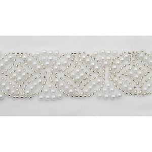 Wholesale Embroidery beaded lace trim 7.1 cm Mesh fabric lace trims beautiful Accessories for dress 3D wedding Designer