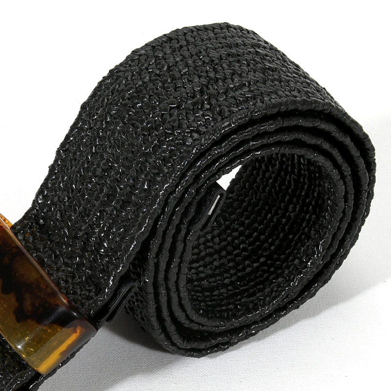 Leisure 97cm Square Buckled Woven Fabric Waist Belt for Women