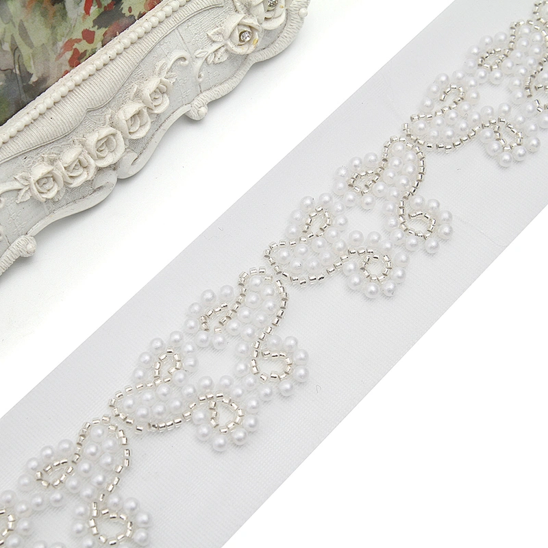 Wholesale Embroidery beaded lace trim 6 cm Mesh fabric lace trims beautiful Accessories for dress 3D wedding Designer