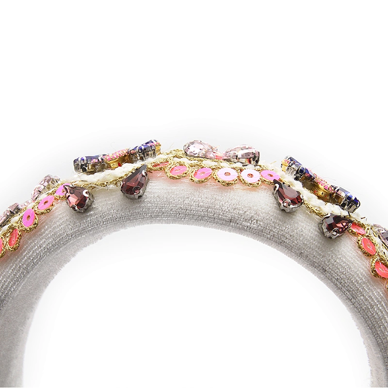 wholesale Hair Decoration Velour Crystal And Rhinestone Cup chain Decorated hair accessories Hairbands WOMEN HEADBAND