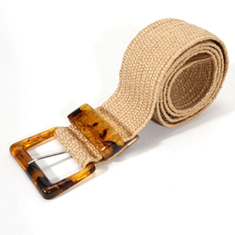 Leisure 97cm Square Buckled Woven Fabric Waist Belt for Women