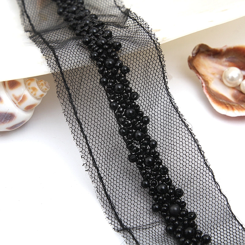 kavatar  wholesale new Handmade Bead lace Embroidered Tulle Trim wedding with Accessories Beads Crystals & Rhinestones