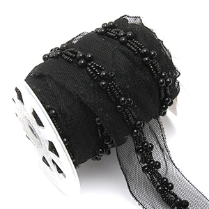 kavatar  wholesale new Handmade Bead lace Embroidered Tulle Trim wedding with Accessories Beads Crystals & Rhinestones