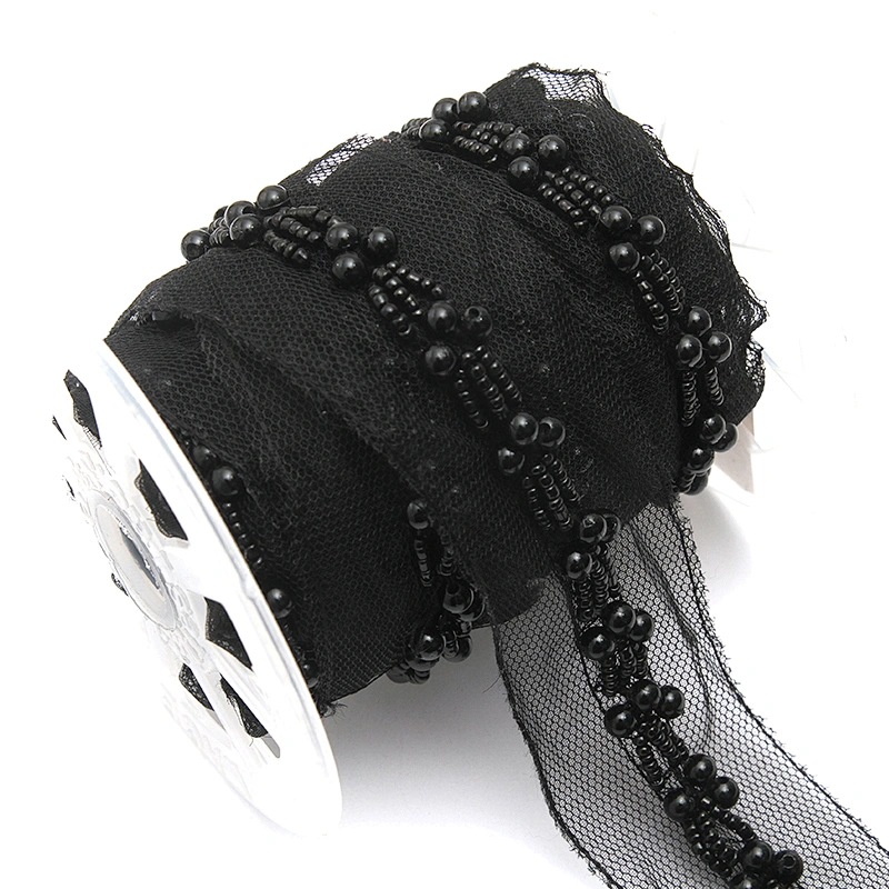 kavatar  wholesale new Handmade Bead lace Embroidered Tulle Trim wedding with Accessories Beads Crystals & Rhinestones
