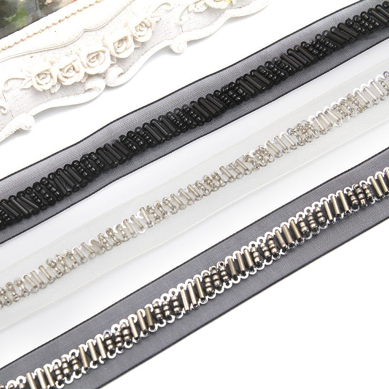 kavatar  wholesale new Handmade Bead lace Embroidered Tulle Trim wedding with Accessories Beads Rhinestones