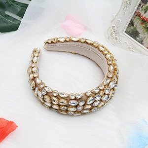 wholesale Hair Decoration Velour Crystal And Rhinestone Cup chain Decorated hair accessories Hairbands WOMEN HEADBAND