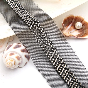wholesale Embroidery beaded lace trim 3.9 cm Mesh fabric lace trims beautiful Accessories for dress 3D wedding Designer