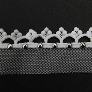 Wholesale 3cm Size Studs trim ribbon diy handmade costume dress sewing bead lace trim Design Rivets Trims
