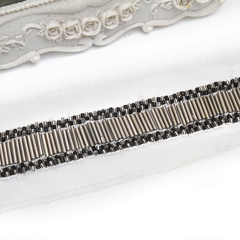 kavatar  wholesale new Handmade Bead lace Embroidered Tulle Trim wedding with Accessories Beads Rhinestones