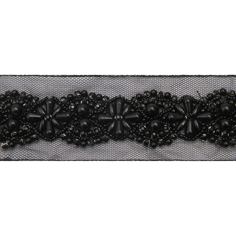 kavatar  wholesale new Handmade Bead lace Embroidered Tulle Trim wedding with Accessories Beads Crystals & Rhinestones