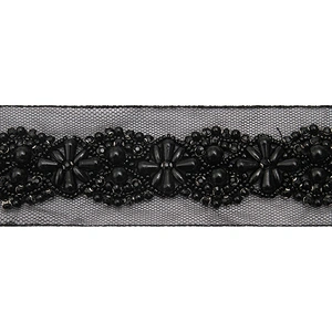 kavatar  wholesale new Handmade Bead lace Embroidered Tulle Trim wedding with Accessories Beads Crystals & Rhinestones