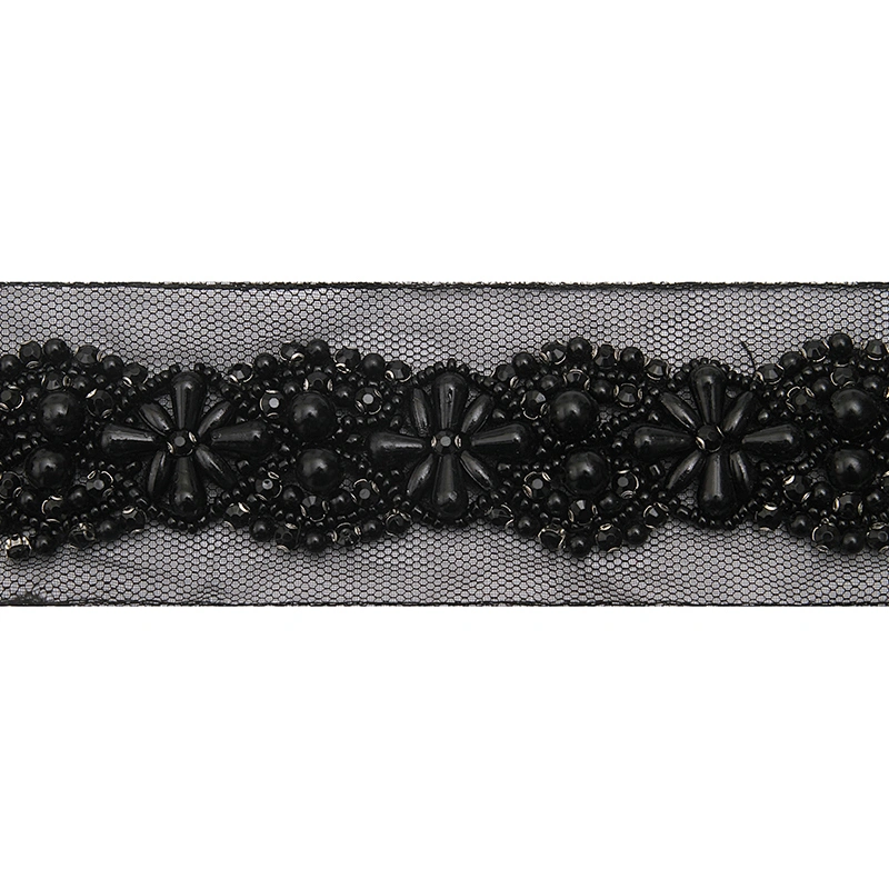 kavatar  wholesale new Handmade Bead lace Embroidered Tulle Trim wedding with Accessories Beads Crystals & Rhinestones