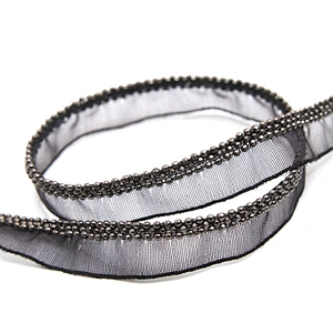 Wholesale Chain lace trim beaded 1.1 cm Sew-On lace trim Polyester net mesh Lace trimmings for clothes  Accessories