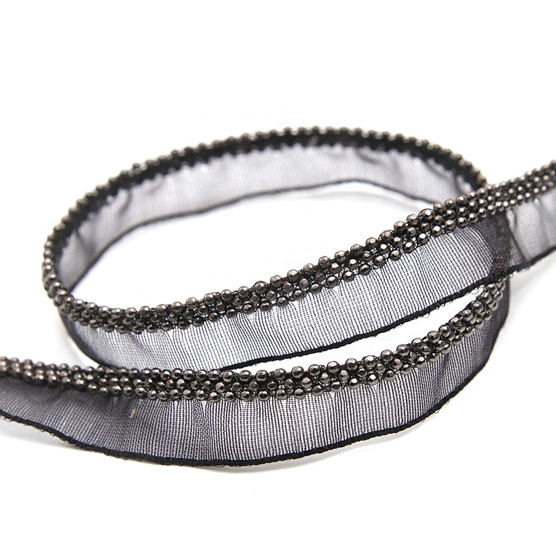 Wholesale Chain lace trim beaded 1.1 cm Sew-On lace trim Polyester net mesh Lace trimmings for clothes  Accessories