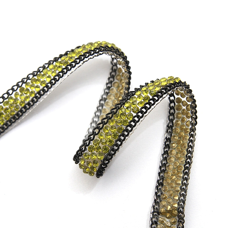 wholesale hot fix tape with rhinestone hot fix trimming chain glitter trim for DIY garment dresses Accessories