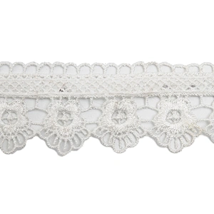 Wholesale sequins Lace Trim Water soluble lace white bridal lace trim Embroidery Sequin Tape For Dress cheap
