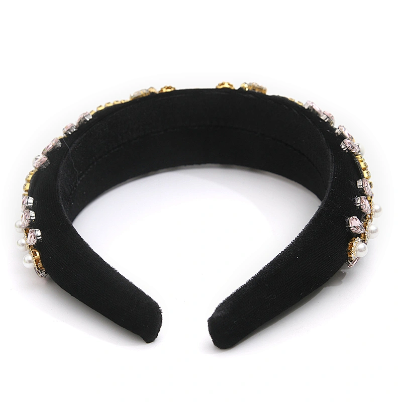wholesale Hair Decoration Velour Crystal And Rhinestone Cup chain Decorated hair accessories Hairbands WOMEN HEADBAND