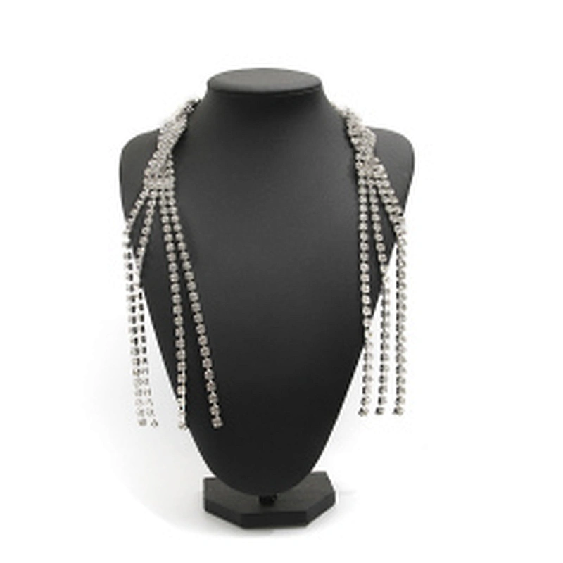 Wholesale Women Evening Party Dress Camisole  Plated tassel fringe alloy Rhinestone Chain Trim Bra Crystal Shoulder Strap