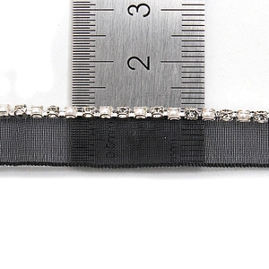 Wholesale Chain lace trim pearl rhinestone 1.1 cm Sew-On lace trim Polyester net mesh Lace trimmings for clothes  Accessories